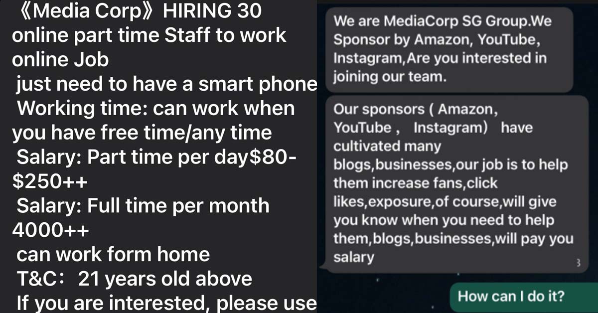 POLICE WARN OF NEW SCAM, IMPERSONATING AS MEDIACORP