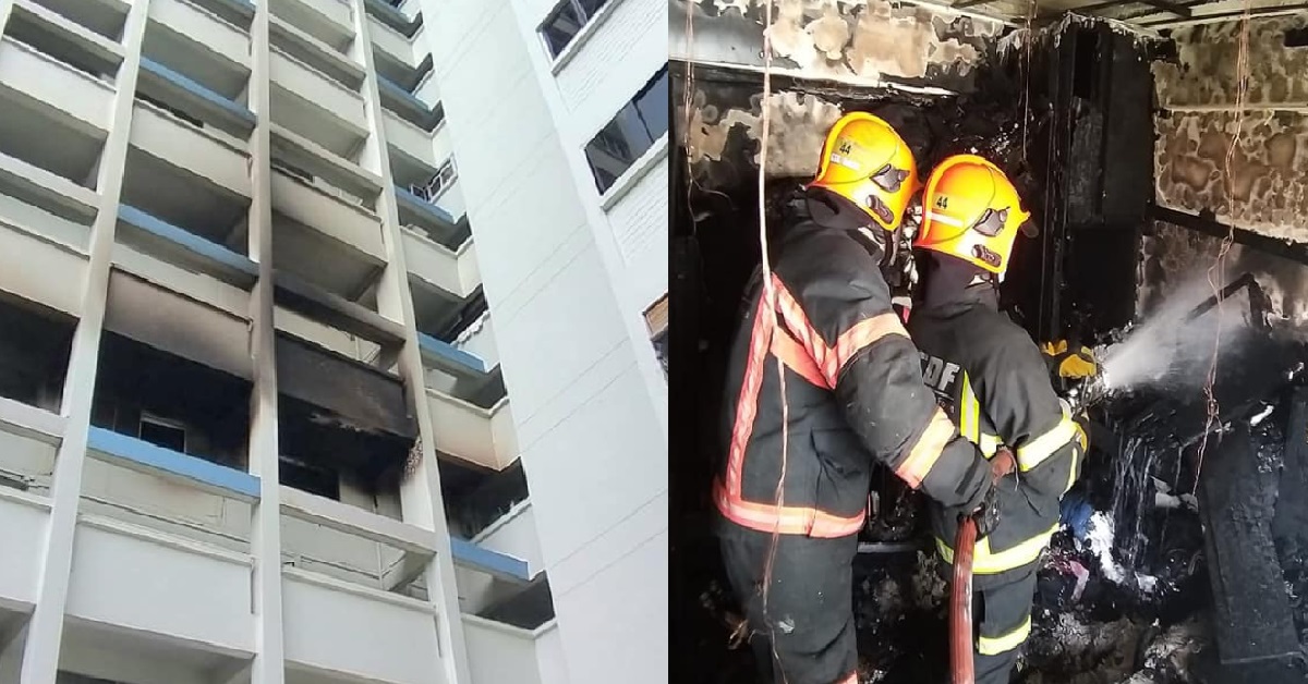 FIRE @ BUKIT BATOK, FIREFIGHTERS FORCED ENTRY INTO UNIT TO FIGHT FIRE