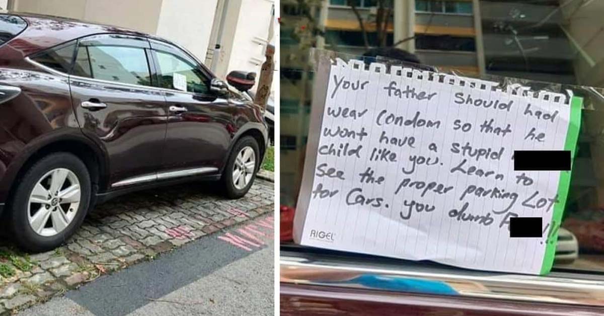 CAR PARK AT MOTOR LOT, KANA FUNNY MESSAGE FROM UNHAPPY MOTORIST