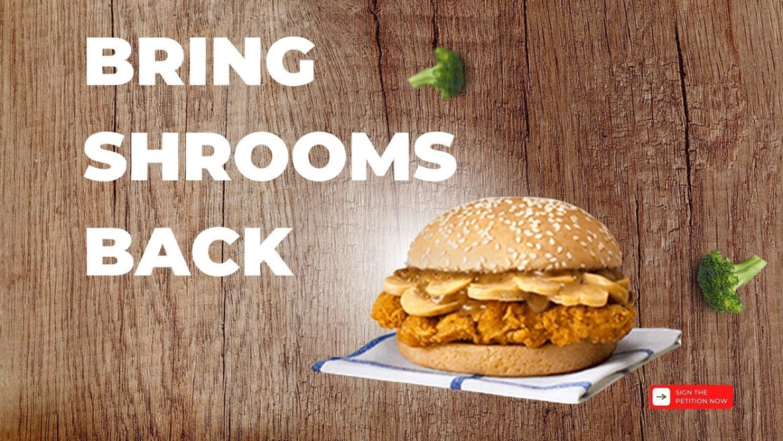 NO MORE KFC SHROOMS BURGER ON SPORE MENU, NETIZENS PETITIONING