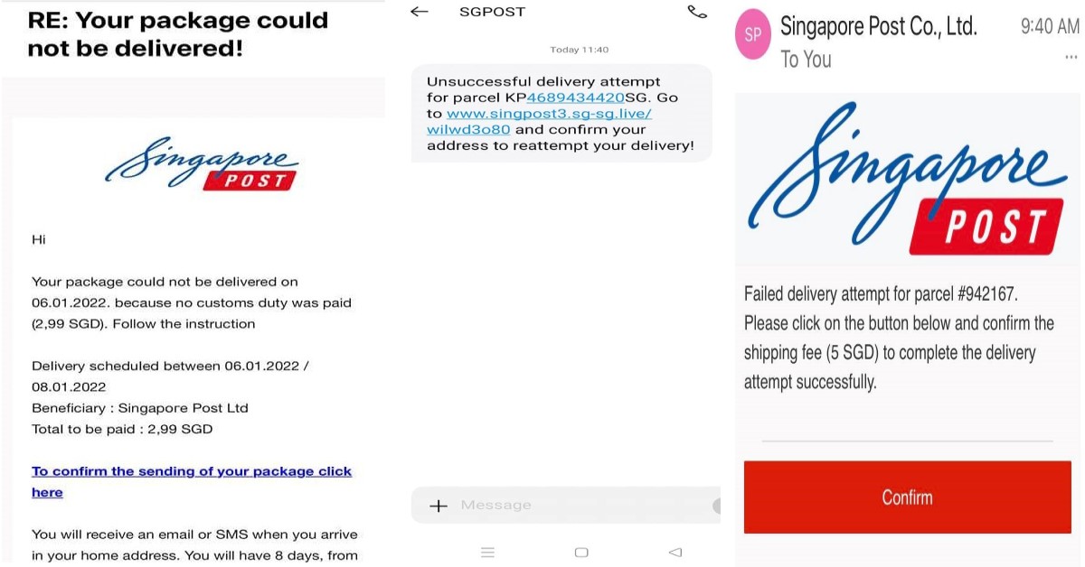 SINGAPORE POST WARNS OF SCAMMERS IMPERSONATING THEM VIA PHISHING