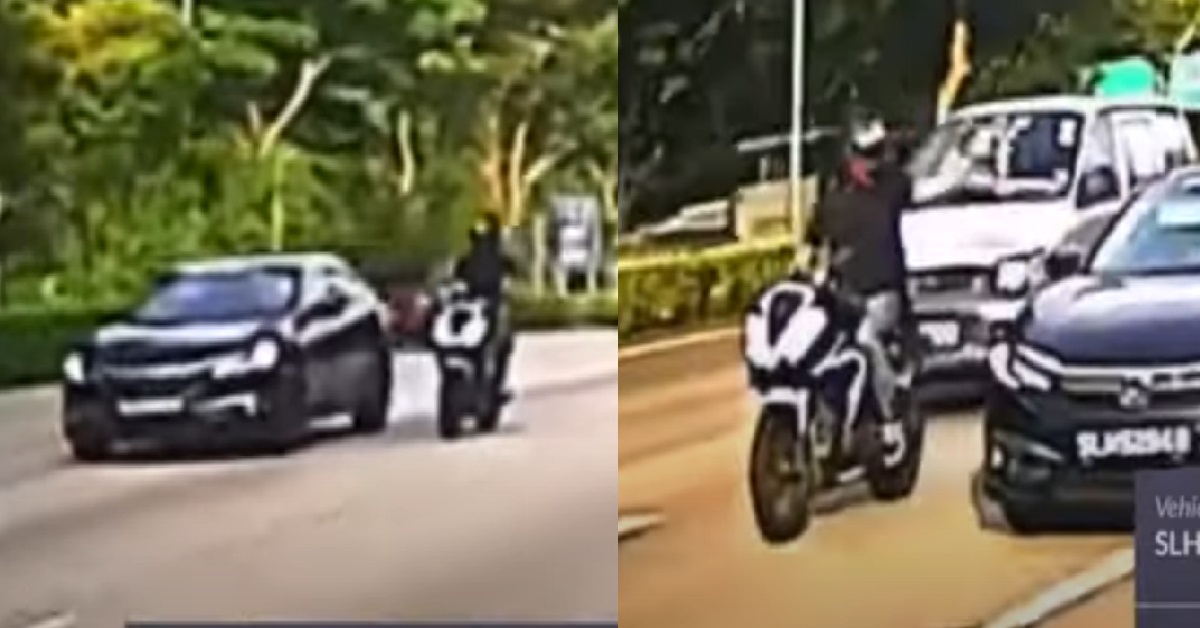 ROAD TYRANT DRIVING DANGEROUSLY TO INTIMIDATE MOTORCYCLIST @ PIE