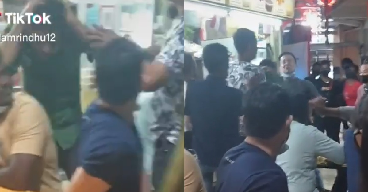 EPIC FIGHT AT HAWKER CENTRE, MAN KENA HANTAM OUTSIDE CURRY PUFF SHOP