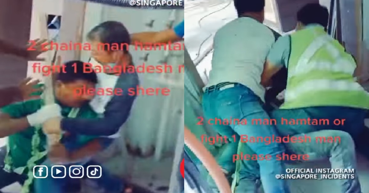 EPIC 2V1 FIGHT BETWEEN WORKERS, MAN USE WOODEN STICK AS WEAPON