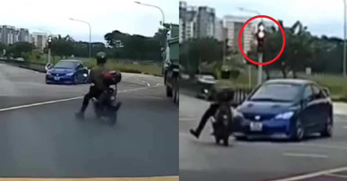 M’SIAN MOTORCYCLE BEATING RED LIGHT @ YISHUN BECAUSE M’SIA BOLEH