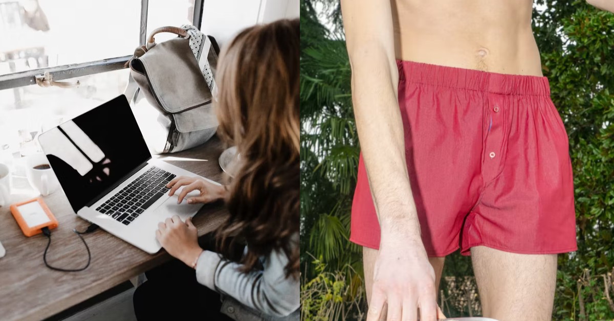 WIFE DID NOT ON VIRTUAL BACKGROUND, EVERYONE SEES HUSBAND IN BOXERS