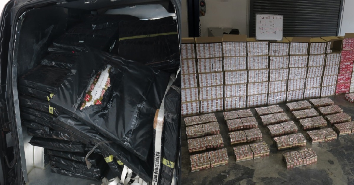 PRC MAN ARRESTED, 1.2K CARTONS & 2.2K PACKS OF CONTRABAND CIGGS SEIZED