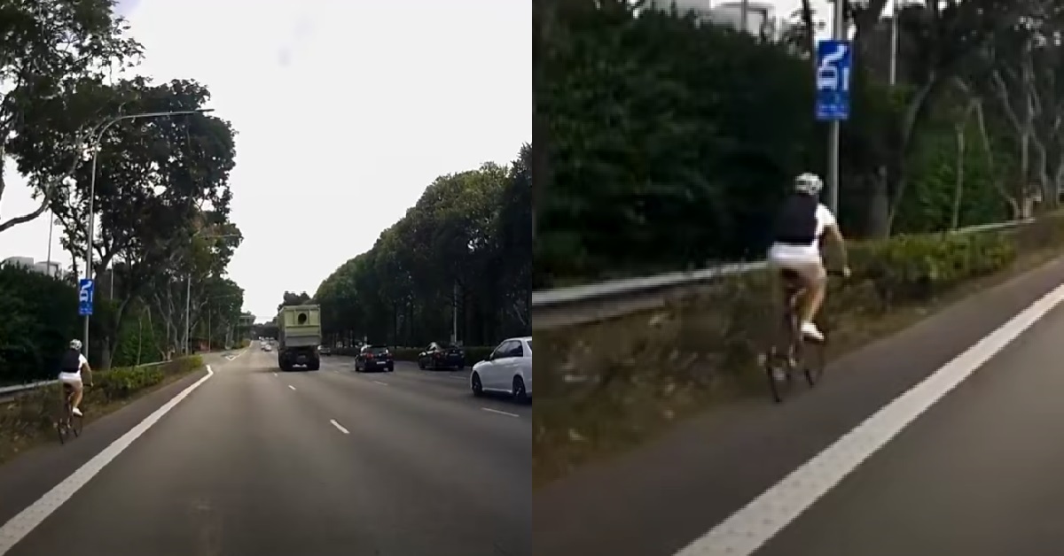 ERRANT CYCLIST RIDING ON EXPRESSWAY, WANT TO CYCLE TO HEAVEN