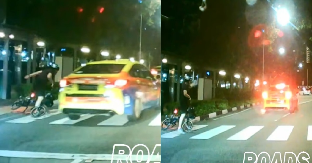 TAXI HITS CYCLIST AFTER REFUSING TO GIVE WAY AT ZEBRA CROSSING
