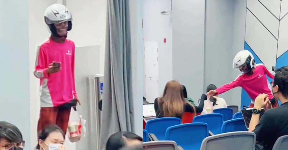 HUNGRY STUDENT ORDERS FOOD STRAIGHT TO LECTURE HALL