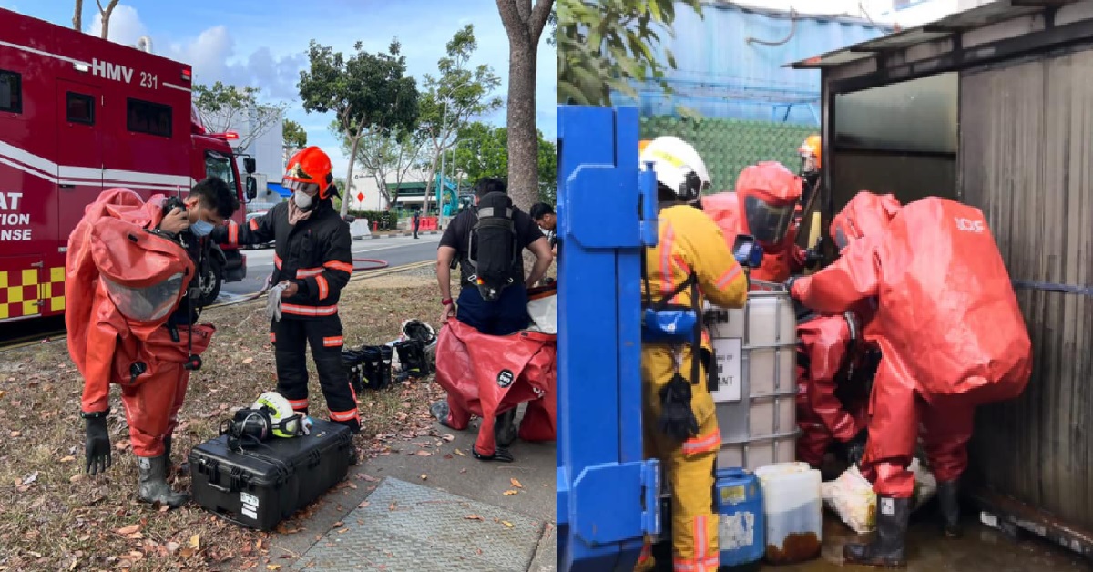 HAZARDOUS CHEMICAL LEAK AT LOYANG DRIVE, CONTAINED BY SCDF