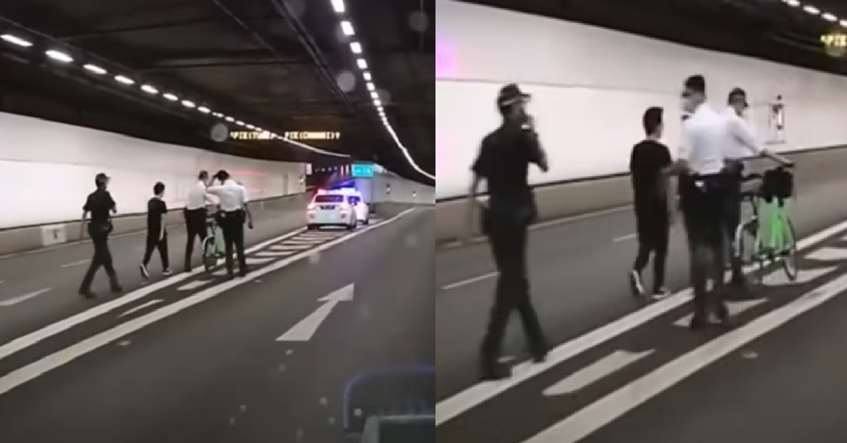 STUBBORN CYCLIST CAUGHT BY POLICE RIDING INSIDE EXPRESSWAY TUNNEL