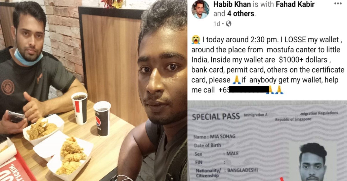 LOST WALLET RETURNED TO FOREIGN WORKER WHO APPEALED ON FACEBOOK