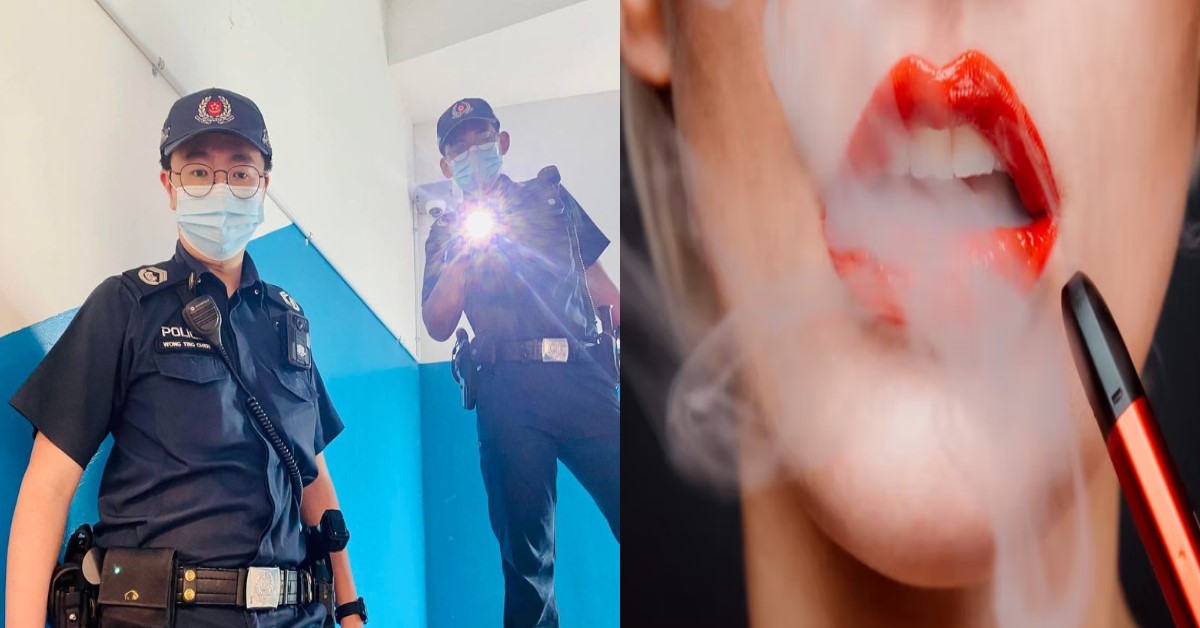 PASIR RIS NPC OFFICERS CAUGHT GUY VAPING AT STAIRCASE DURING PATROL