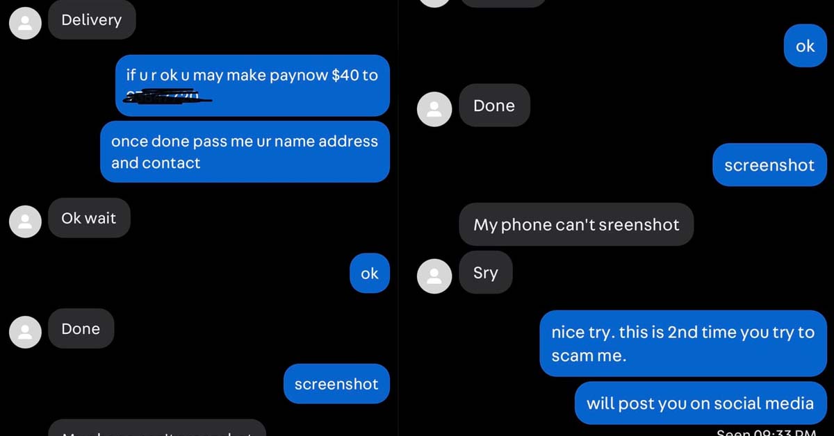 MAN ON CAROUSELL BEG SELLER NOT TO CALL POLICE AFTER TRYING TO CHEAT
