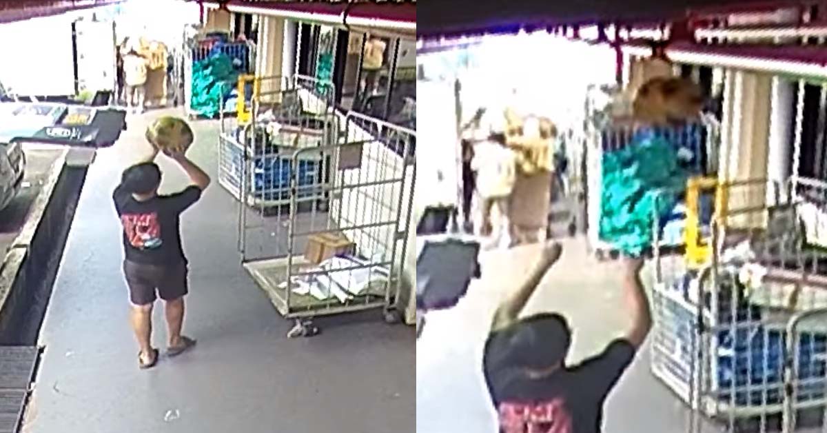 CCTV CAPTURED DELIVERY DRIVER THROWING PACKAGE LIKE BASKETBALL