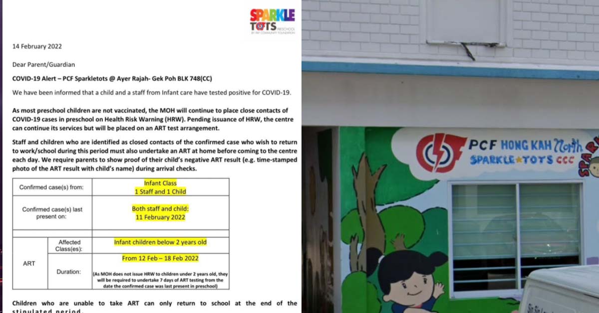 STAFF AND CHILD @ PCF SPARKLETOTS AYER RAJAB GEH POH TESTED POSITIVE FOR COVID-19