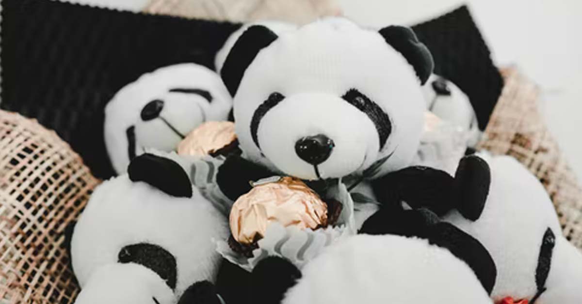ADULT TAKES CARE OF STUFF TOY LIKE CHILDREN, ENCOURAGES OTHERS TO DO SO TOO