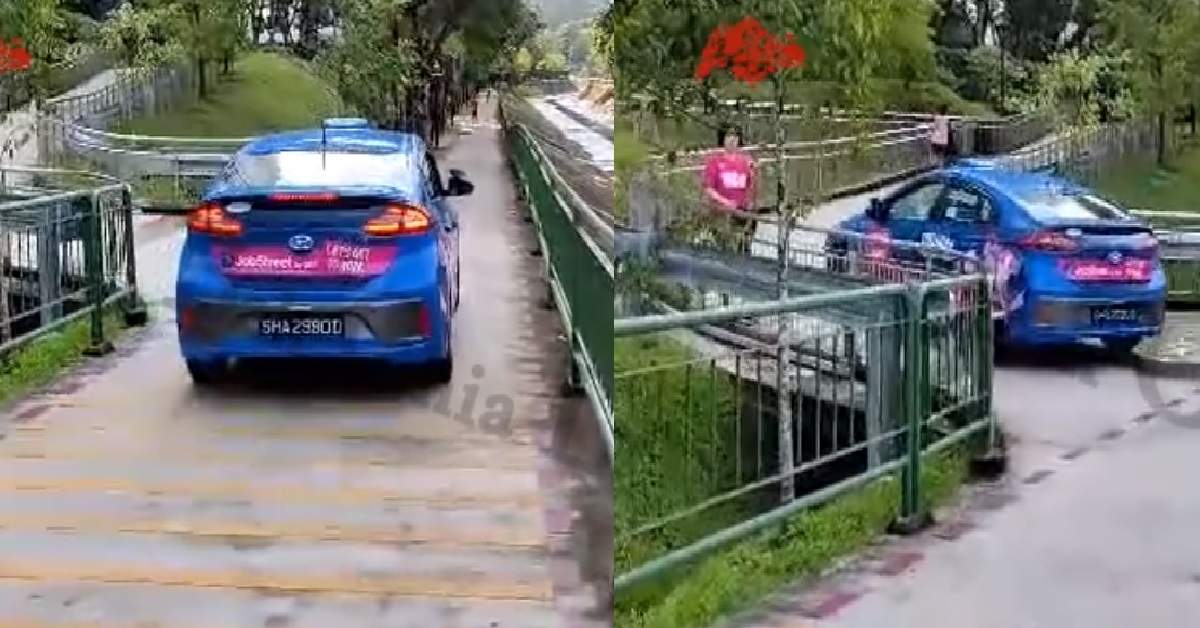 TAXI DRIVER THINKS HIS CAR IS A BICYCLE, DRIVE ON PARK CONNECTOR
