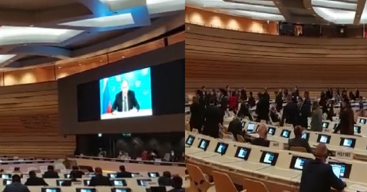 DIPLOMATS WALK OUT AS RUSSIA’S FOREIGN MINISTER GIVES SPEECH TO UN