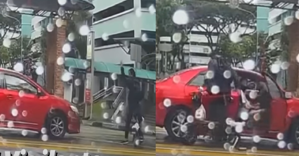 CYCLIST NOT HAPPY AT BEING HONKED, OPENED CAR DOOR & THREATEN DRIVER