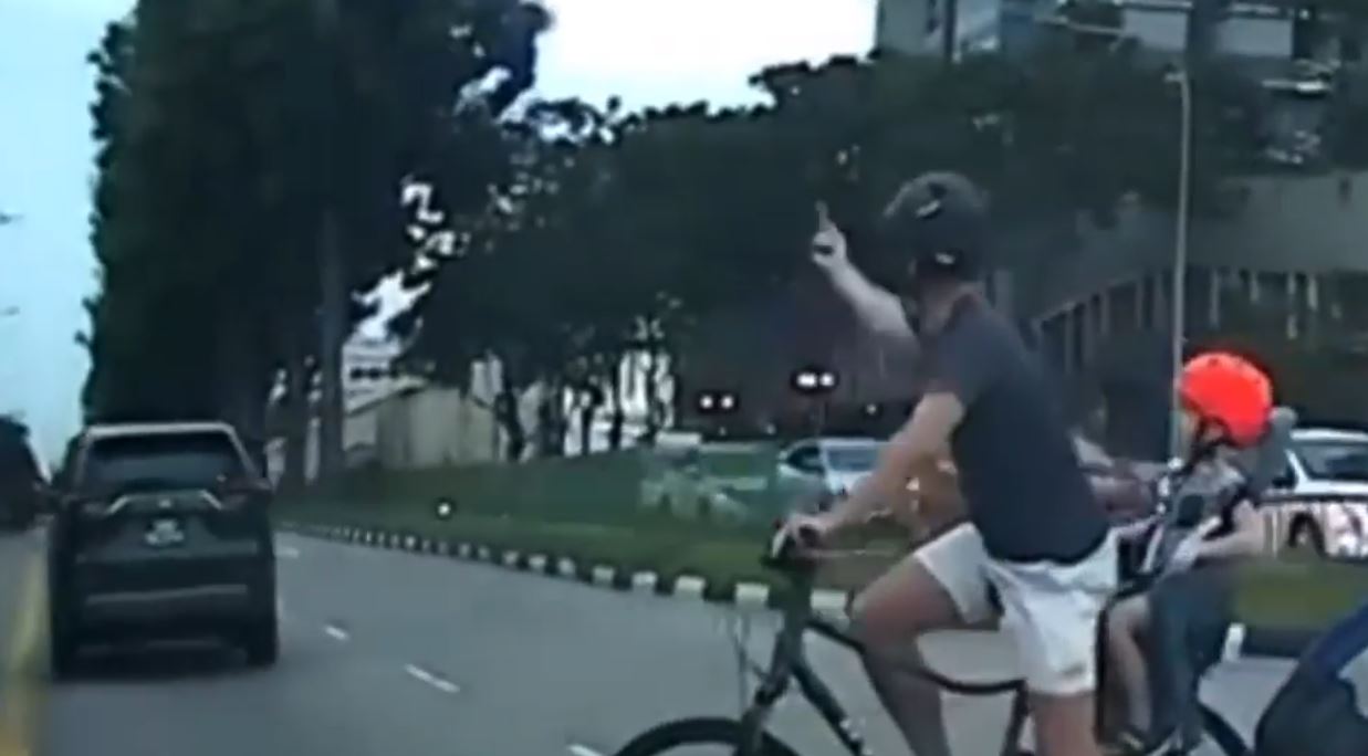 FATHER SETS PERFECT EXAMPLE FOR CHILD ON JAY WALKING & POINT FINGER