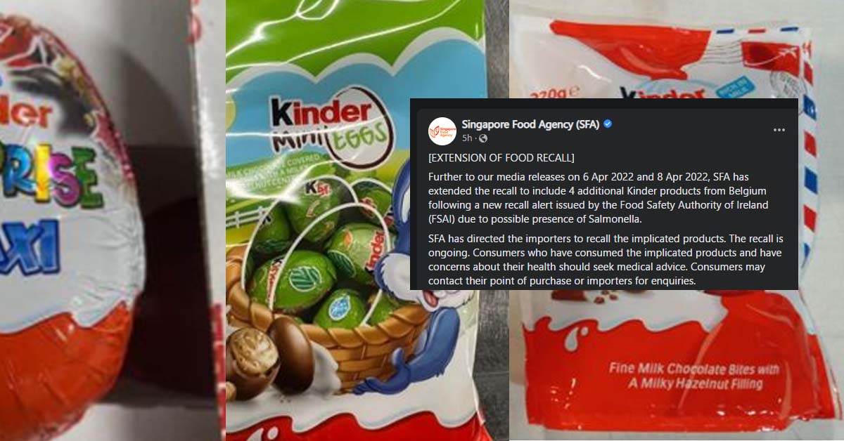 3RD FOOD RECALL FOR KINDER PRODUCTS DUE TO POSSIBLE PRESENCE OF SALMONELLA