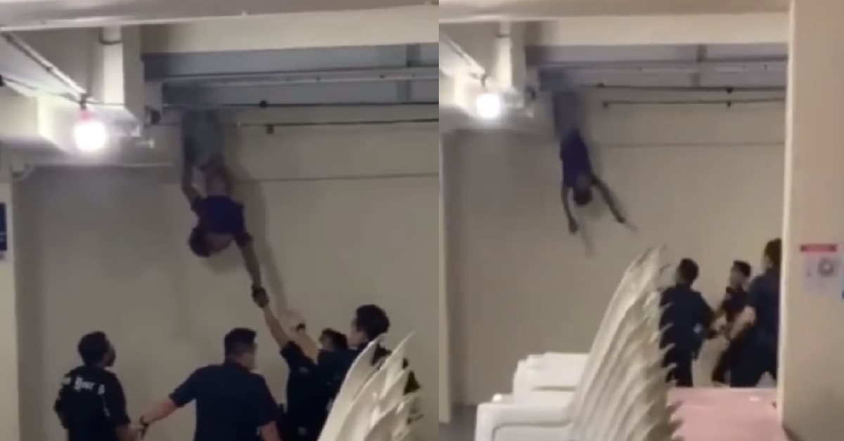 UPSIDE-DOWN MAN IN HDB VENT CHARGED WITH PUBLIC NUISANCE