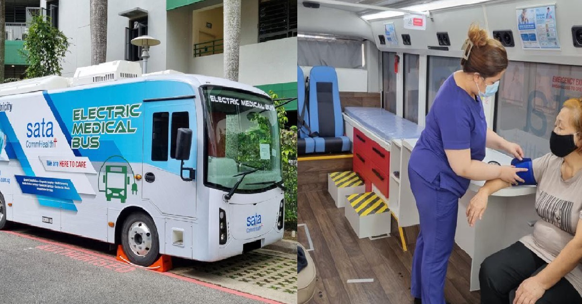 S’PORE’S FIRST ELECTRIC BUS THAT FUNCTIONS AS A MOBILE CLINIC
