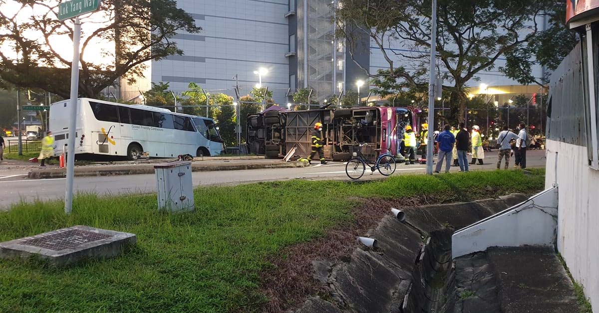 BUS DRIVER DIES, 37 SEND TO HOSPITAL AFTER ACCIDENT NEAR JOO KOON MRT