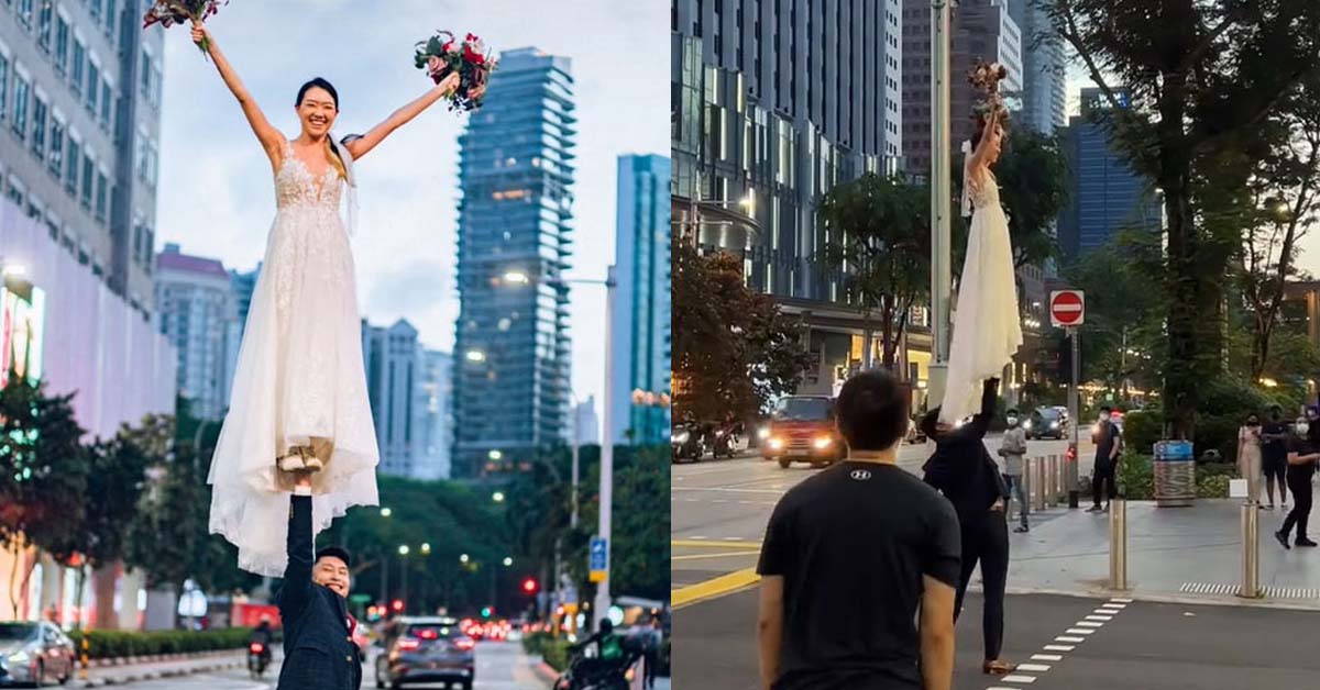 ACROBATIC WEDDING POSE AT ORCHARD ROAD GOES VIRAL