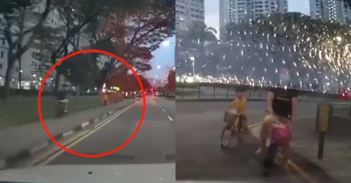 FATHER LETS CHILD RIDE BICYCLE FREELY ALMOST GOT BANG, THINKS HIS RIGHT