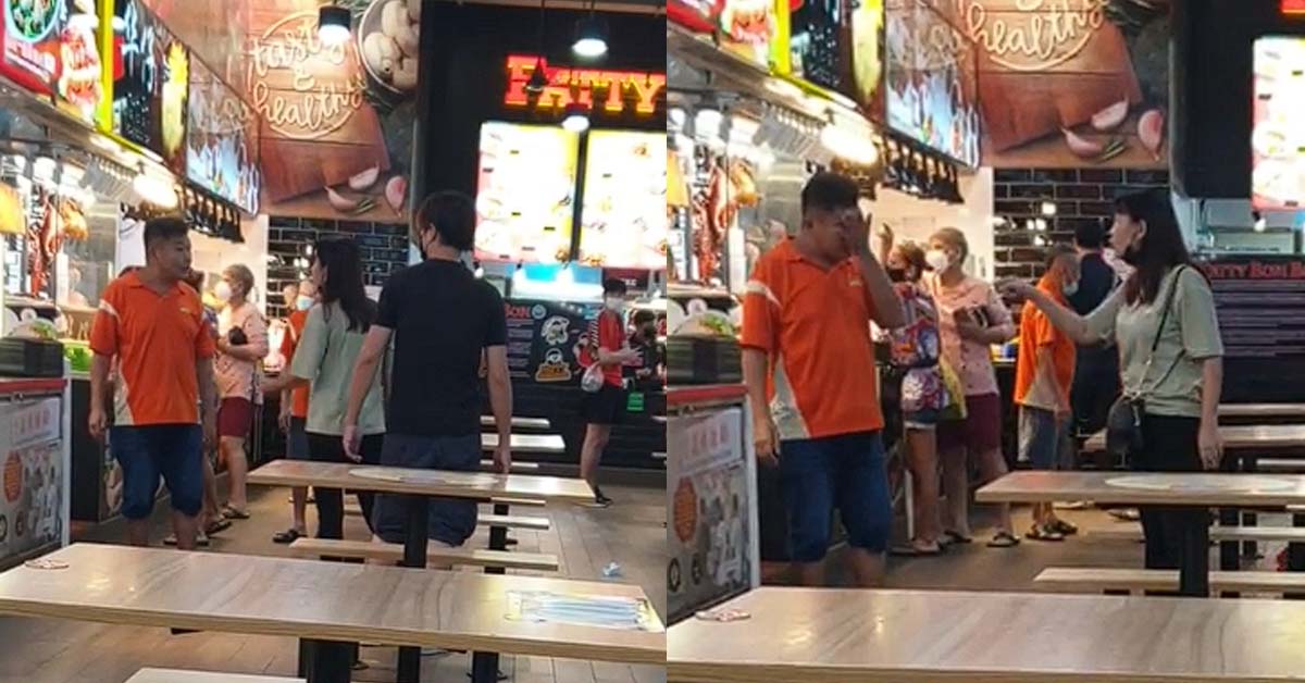 WOMAN ARGUES FOR BOY, AFTER BOY STARTS FIGHT WITH STALL WORKER