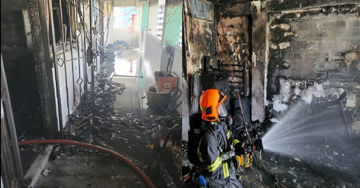 FIRE @ BEO CRESCENT, FIRE STARTED FROM PAB BIKE THAT WAS CHARGING