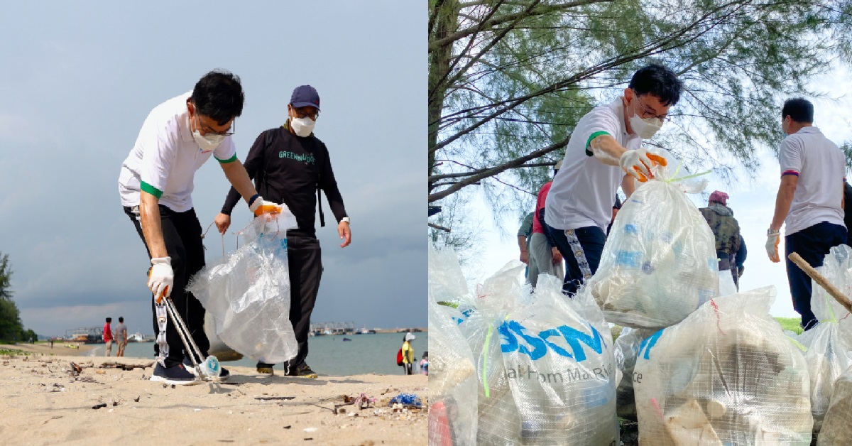 HENG SWEE KEAT HELPS CLEAN UP RUBBISH @ TANAH MERAH BEACH