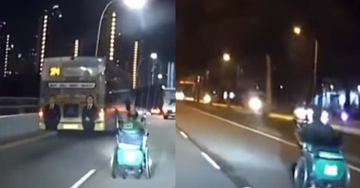 MOTORISED WHEELCHAIR GOING 50KM/H SENGKANG WEST WAY