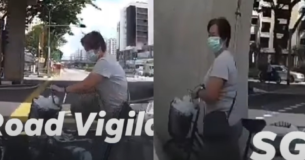 AUNTIE JAYWALKING AGAINST RED LIGHT THEN KENA BANG BY CAR
