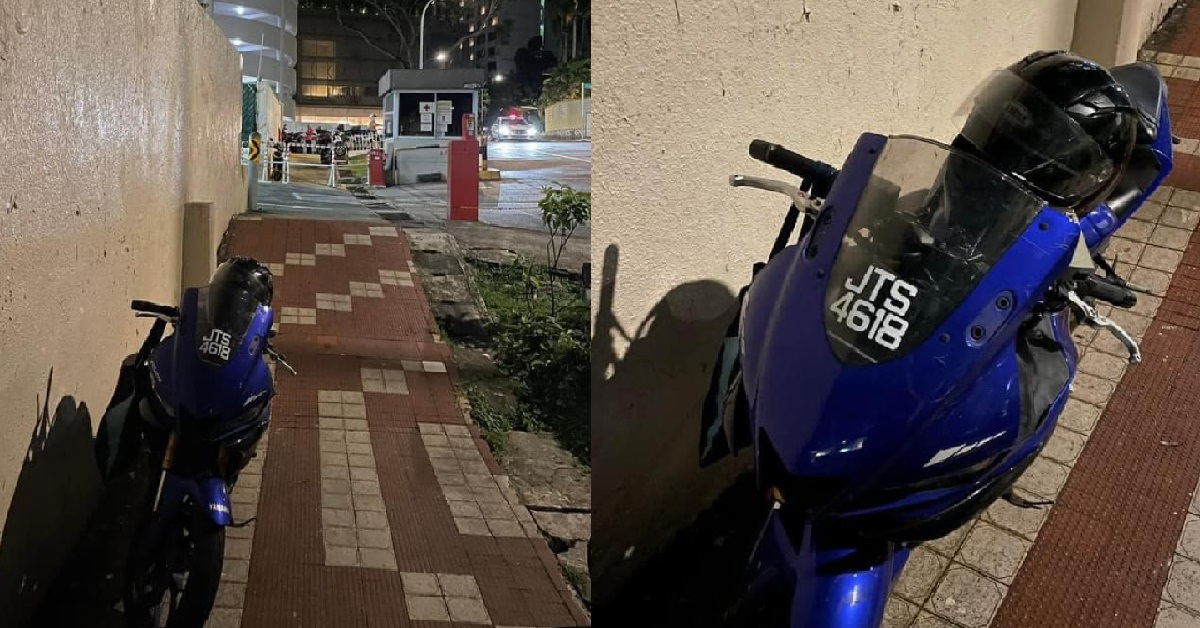 MOTORCYCLE’S SIDE MIRROR STOLEN WHILE PARKED ILLEGALLY @ LUCKY PLAZA