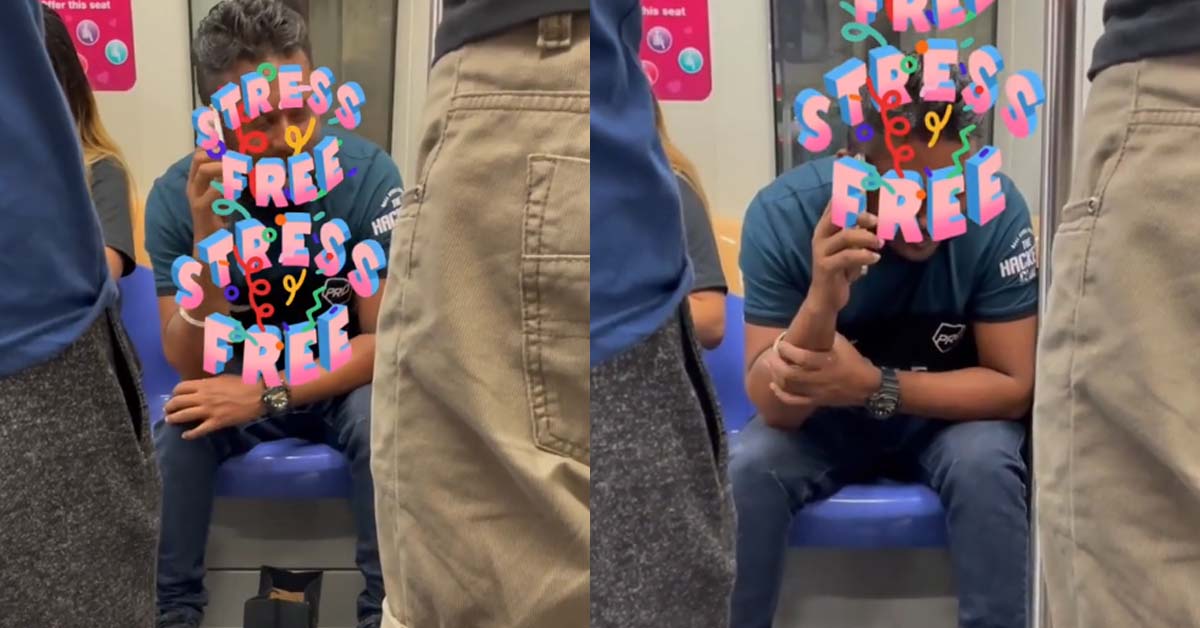 MAN TALKS ON PHONE IN MRT WITHOUT FACE MASK