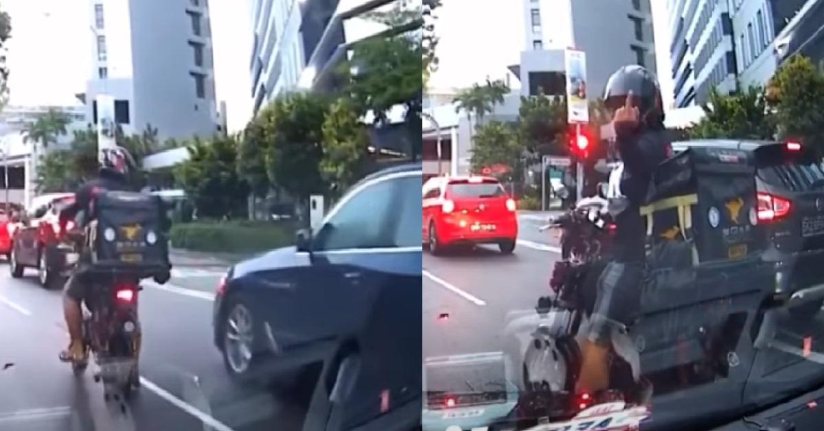 EBIKE RIDER POINTS MIDDLE FINGER & CHALLENGES DRIVERS ON THE ROAD
