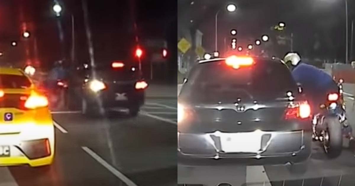 CAR HITS MOTORBIKE AT WOODLANDS AND TRIED TO ESCAPE