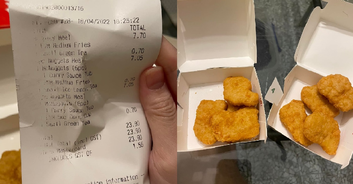 GIRL BOUGHT 6 PC MCNUGGETS MEAL BUT ONLY GOT 4 PCS, NOT HAPPY