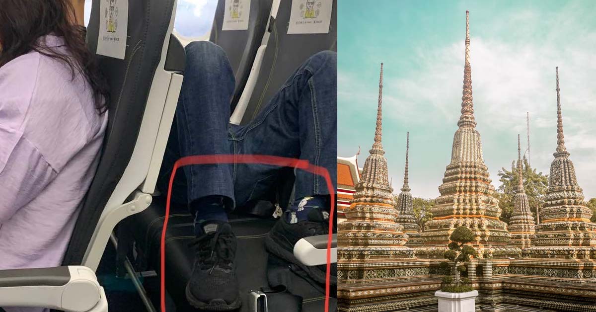 SELFISH MAN FLYING TO SG SLEEPS WITH DIRTY SHOES ON PLANE SEATS