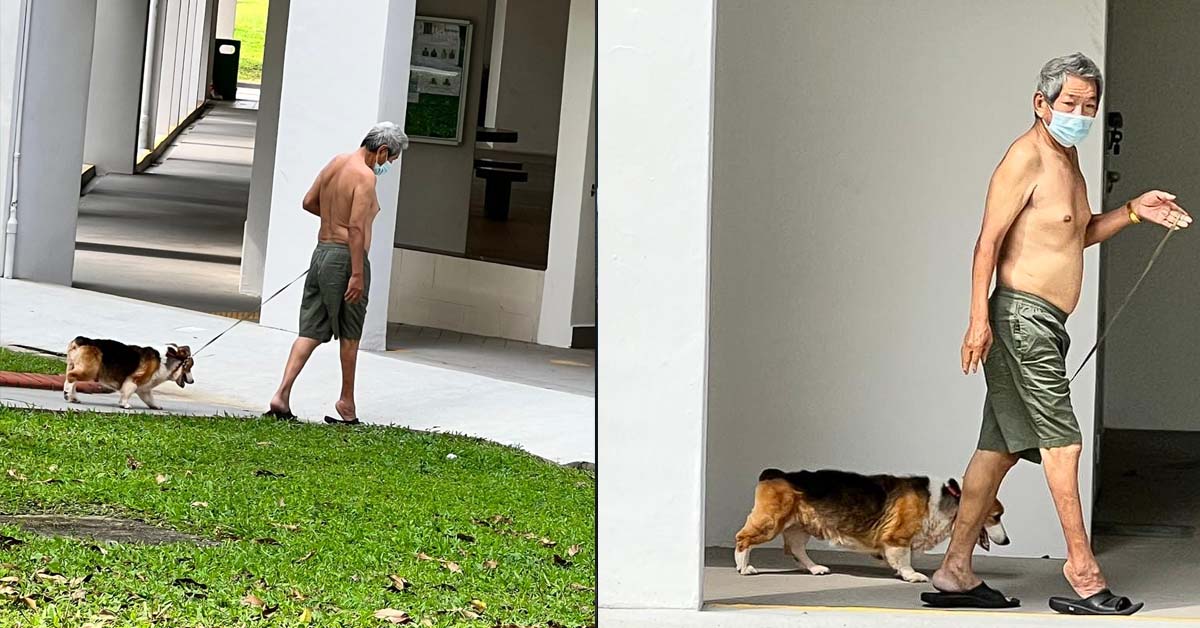 SHIRTLESS UNCLE WALKS HIS DOG IN YISHUN AND LEAVES POOP ON FLOOR