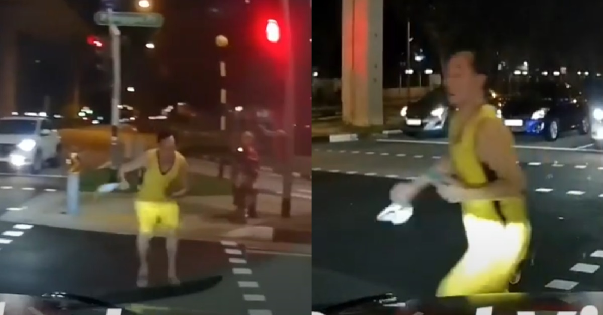 JAYWALKER SUDDENLY COME RUNNING TOWARDS CAR DURING U-TURN