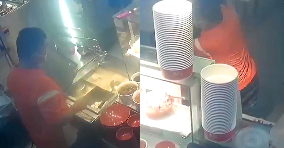 CUSTOMER SMASHED IN FACE AFTER HE THREW A TRAY AT STALL WORKER @ SENGKANG