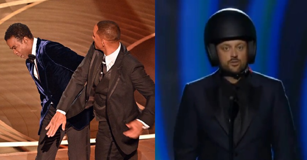 COMEDIAN WEARS HELMET AT GRAMMYS, DIDN’T WANT TO KENA SLAP