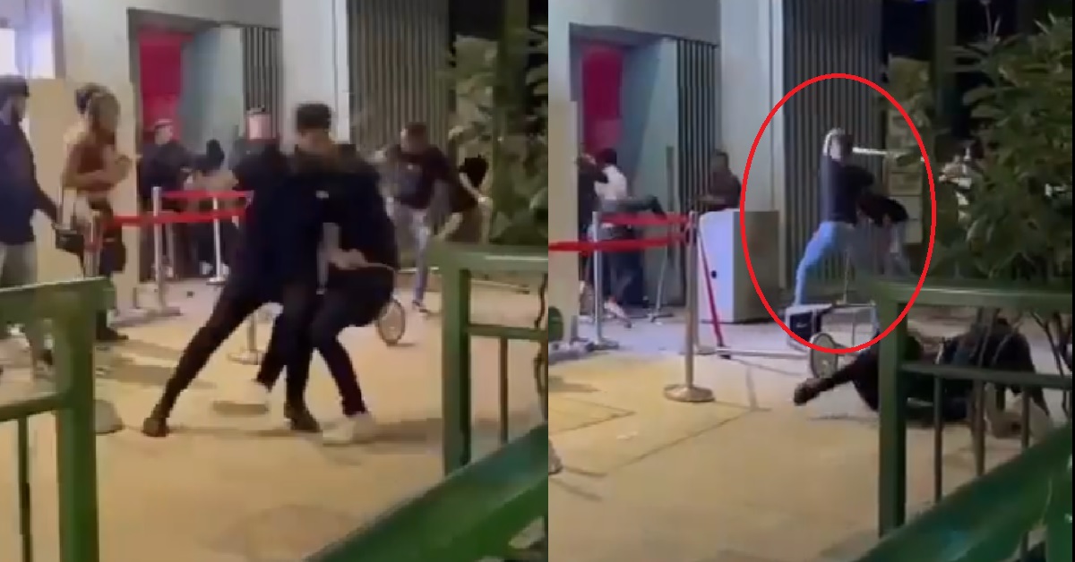 DRUNK GANGSTERS HANTAM SECURITY AT CLUB, THROW CHAIR, THROW QUEUE POLE