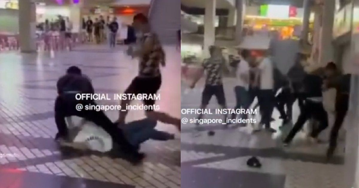 GANGSTERS FIGHTING @ GOLDEN MILE, AH BENG USE BELT AS WEAPON