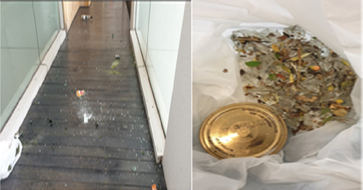 42 Y.O MAN ARRESTED FOR THROWING GLASS BOTTLES DOWN BUILDING